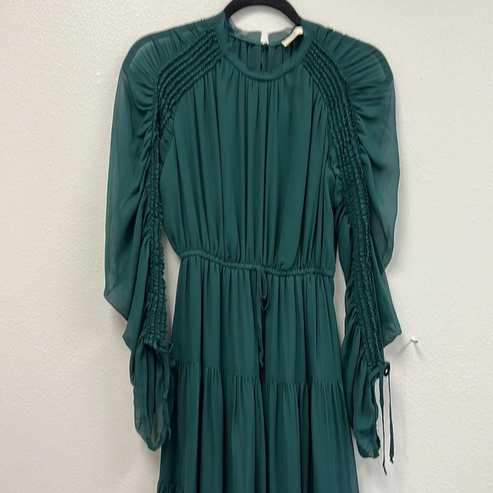 Noelle gathered silk midi dress - Picture 3 of 10